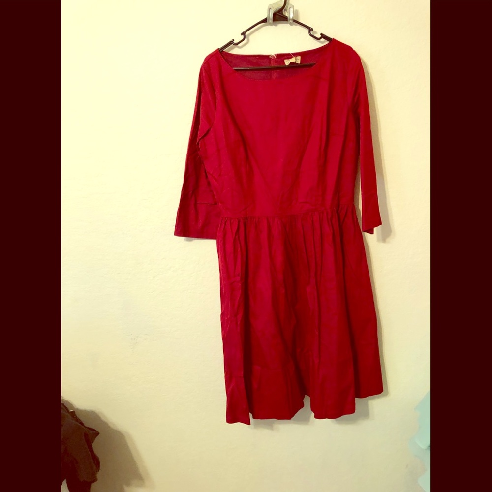 Red holiday swing dress